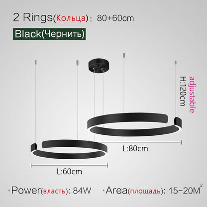 Minimalist Nordic LED Ring Chandelier Suspended Circle Pendant Lights For Living Room Dining Room Contemporary Interior Lighting