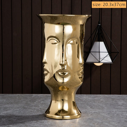 Modern Trendy Face Pot Contemporary Ceramic Human Face & Lips Flower Pot Vase For Floral Arrangements Creative Home Interior Decor