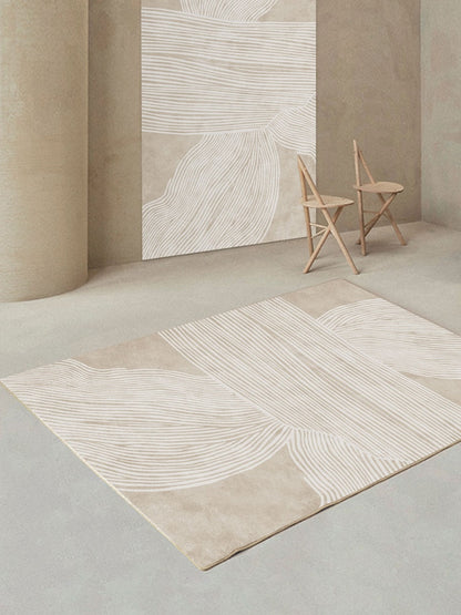 Luxurious Minimalist Beige Nordic Carpet Rug Subtle Patterned Large Area Rug For Living Room Bedroom Contemporary Home Carpeting