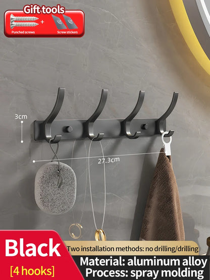 Modern Aluminium Door Hook Rails No Drilling Required - Sleek Metal Wall Hanging Organizer for Clothes, Coats & Accessories
