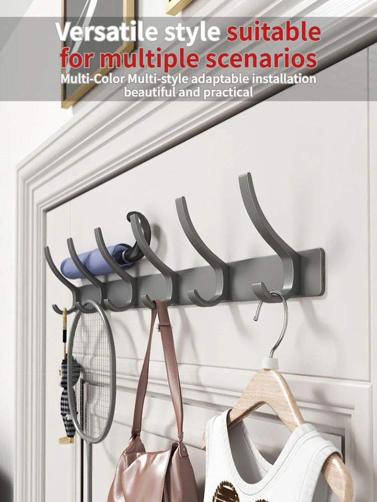 Modern Aluminium Door Hook Rails No Drilling Required - Sleek Metal Wall Hanging Organizer for Clothes, Coats & Accessories
