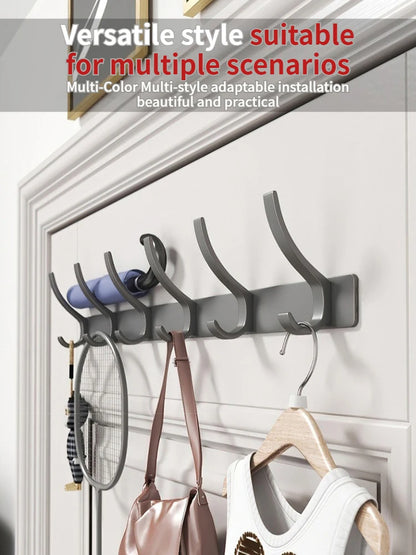 Modern Aluminium Door Hook Rails No Drilling Required - Sleek Metal Wall Hanging Organizer for Clothes, Coats & Accessories