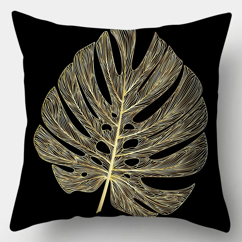 Chic Black Golden Sofa Throw Cushion Cover with Decorative Pattern for Bedroom Living Room Bedroom Pillowcase