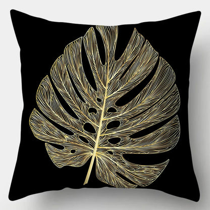 Chic Black Golden Sofa Throw Cushion Cover with Decorative Pattern for Bedroom Living Room Bedroom Pillowcase