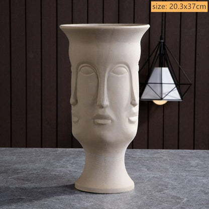 Modern Trendy Face Pot Contemporary Ceramic Human Face & Lips Flower Pot Vase For Floral Arrangements Creative Home Interior Decor