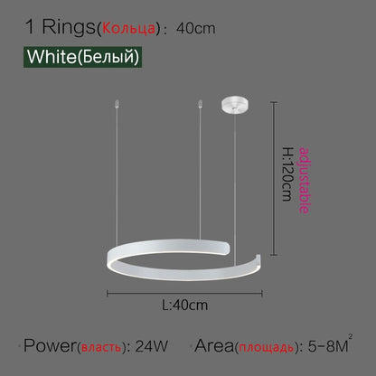 Minimalist Nordic LED Ring Chandelier Suspended Circle Pendant Lights For Living Room Dining Room Contemporary Interior Lighting