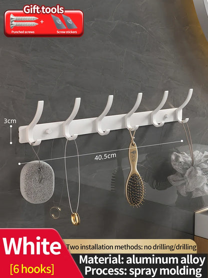 Modern Aluminium Door Hook Rails No Drilling Required - Sleek Metal Wall Hanging Organizer for Clothes, Coats & Accessories