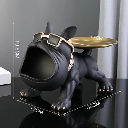 Big Mouth Bulldog Resin Statue – Cool Dog Storage Box Figurine For Living Room Coffee Table Trendy Home Decor For Dog Lovers