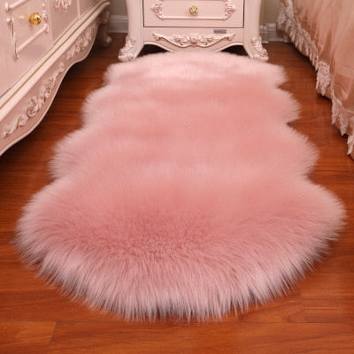 Soft Faux Sheepskin Furry Rug For Bedroom Deep Pile Shaggy Carpet Mat For Living Room Bedroom Cosy Sofa Rug Ideal For Wooden Floors