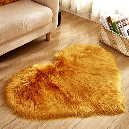 Soft Plush Fluffy Heart Rug Floor Mat For Living Room Bedroom Anti Slip Deep Pile Rug - Choose Your Color!
