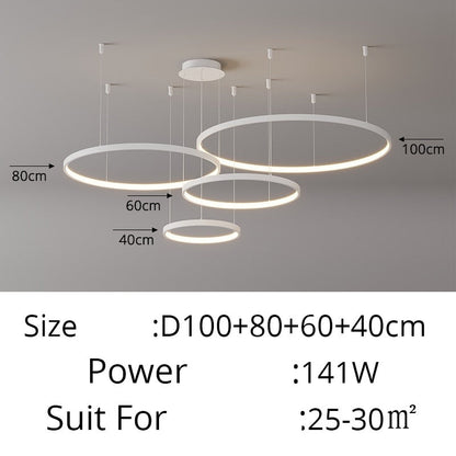 Contemporary Ring of Light LED Chandelier Suspended Circles Pendant Lights For Living Room Dining Room Reception Foyer Lighting