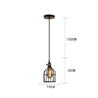 Modern Nordic Geometric Iron Cage LED Ceiling Light Pendants Lamps Classic Retro Industrial Lighting For Living Room Dining Room Trendy Pendant Lighting