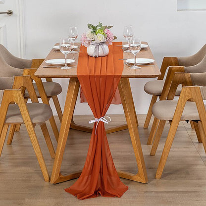 Elegant Chiffon Table Runner 30x300cm Table Drape Romantic Boho Table Runner Decoration for Wedding Birthday Party Bridal Valentine's Day Table Decoration