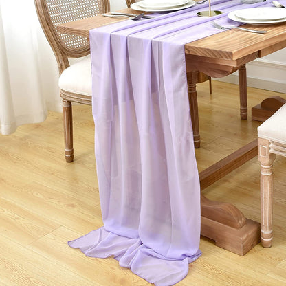 Elegant Chiffon Table Runner 30x300cm Table Drape Romantic Boho Table Runner Decoration for Wedding Birthday Party Bridal Valentine's Day Table Decoration