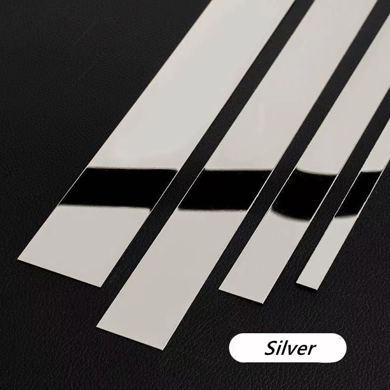 Polished Metal Strips Self Adhesive Mirrored Vertical Lines Wall Decoration For Luxury Living Room Dining Room Home Office Wall Covering