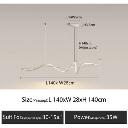 Flowing Ribbon Minimalist Designer Lighting LED Chandelier For Dining Island Aluminum Modern Living Room Kitchen Dining Room Table Decor