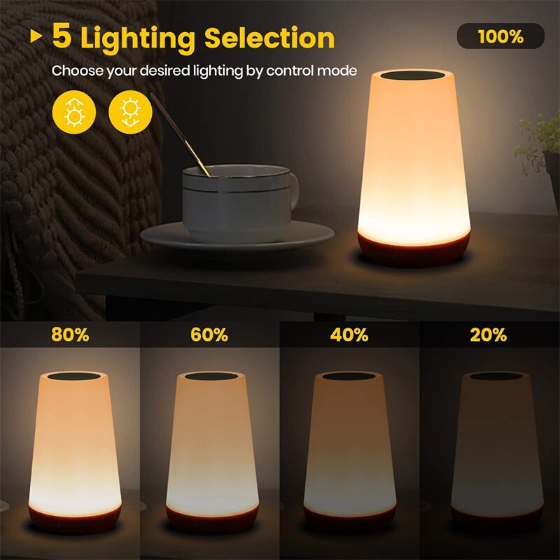 Multicolor Portable Rechargeable LED Night Lamp With Touch & Remote Control 13 Colors 5 Levels Of Brightness