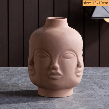 Modern Trendy Face Pot Contemporary Ceramic Human Face & Lips Flower Pot Vase For Floral Arrangements Creative Home Interior Decor