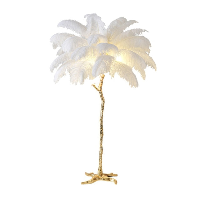 Nordic Light Luxury Ostrich Feather LED Floor Lamp Standing Modern Interior Lighting For Living Room Foyer