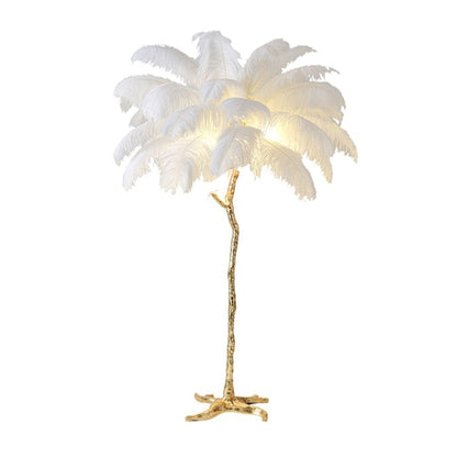 Nordic Light Luxury Ostrich Feather LED Floor Lamp Standing Modern Interior Lighting For Living Room Foyer
