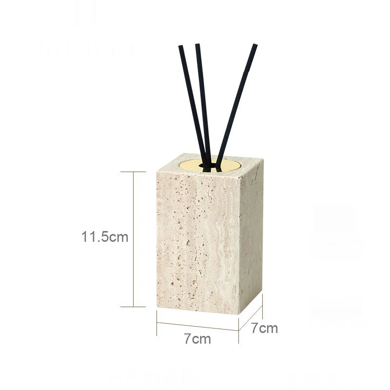Solid Travertine Marble Bathroom Accessories – Natural Beige Stone Soap Dispenser, Tissue Box, Toilet Brush Holder, Soap Dish, Reed Diffuser & Vanity Tray