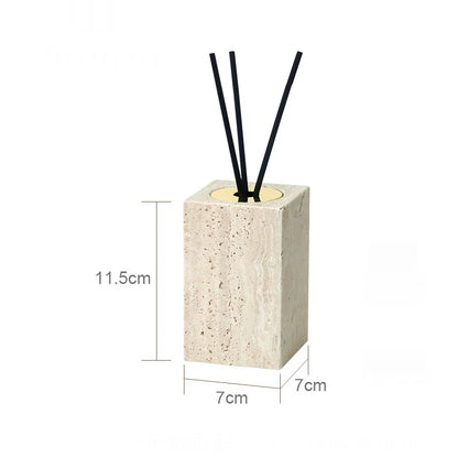 Solid Travertine Marble Bathroom Accessories – Natural Beige Stone Soap Dispenser, Tissue Box, Toilet Brush Holder, Soap Dish, Reed Diffuser & Vanity Tray