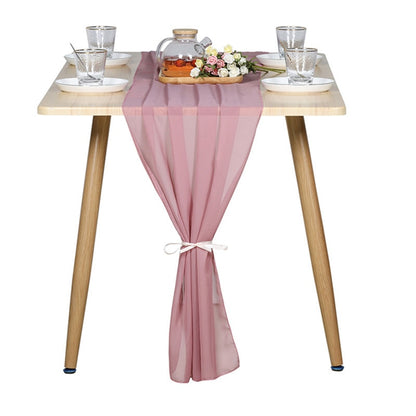 Elegant Chiffon Table Runner 30x300cm Table Drape Romantic Boho Table Runner Decoration for Wedding Birthday Party Bridal Valentine's Day Table Decoration