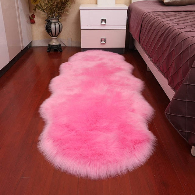 Soft Faux Sheepskin Furry Rug For Bedroom Deep Pile Shaggy Carpet Mat For Living Room Bedroom Cosy Sofa Rug Ideal For Wooden Floors