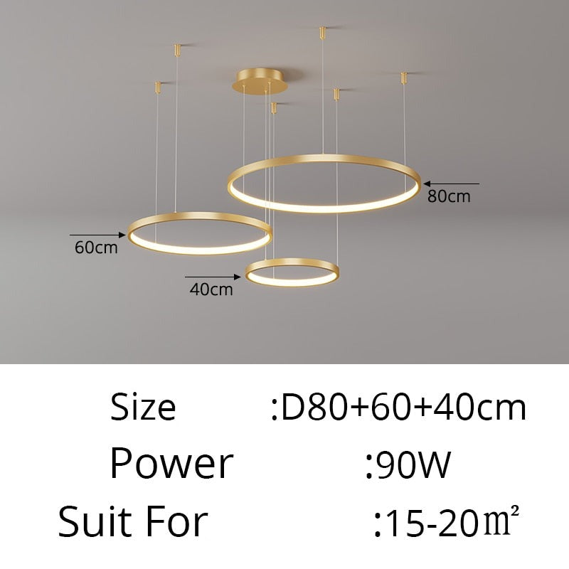 Contemporary Ring of Light LED Chandelier Suspended Circles Pendant Lights For Living Room Dining Room Reception Foyer Lighting