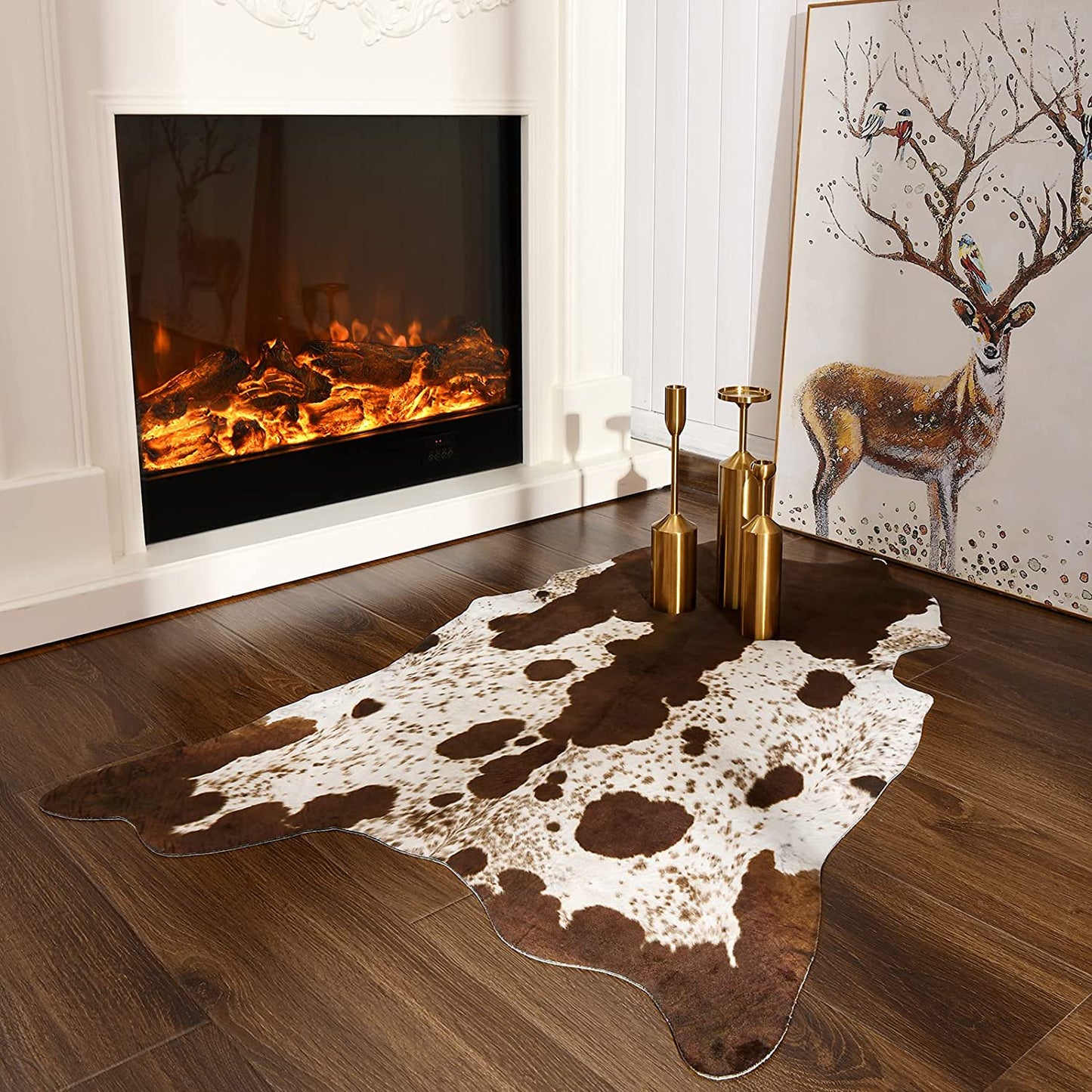 Modern Cowhide Fake Fur Rug For Living Room American Style Coffee Table Carpet Rug - 12 Styles, 3 Sizes