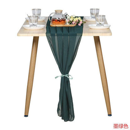 Elegant Chiffon Table Runner 30x300cm Table Drape Romantic Boho Table Runner Decoration for Wedding Birthday Party Bridal Valentine's Day Table Decoration