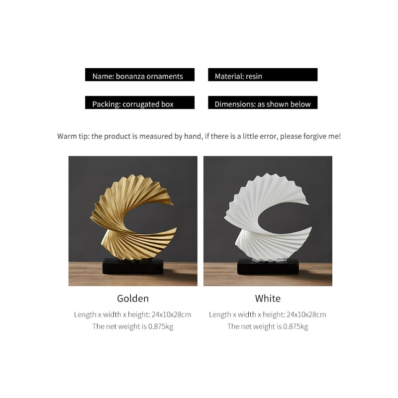 Abstract Flowing Golden Geometric Sculpture Modern Art Piece For Mantelpiece Living Room Coffee Table Trendy Art For Desktop