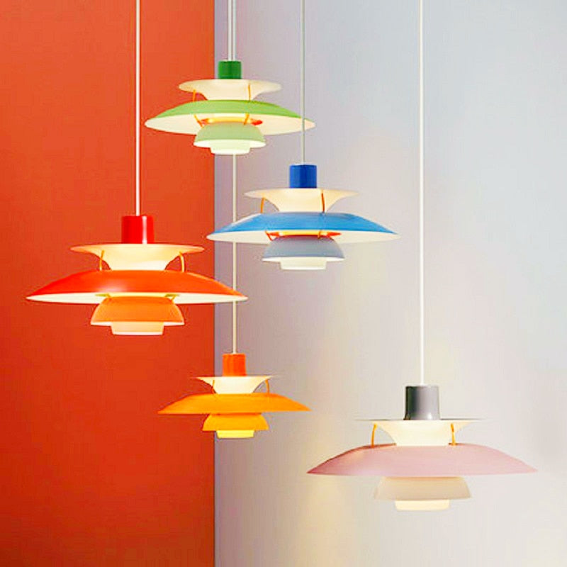 Scandinavian Design Colorful Umbrella Pendant LED Lights For Kitchen Diner Dining Room Table Contemporary Home Lights & Lighting