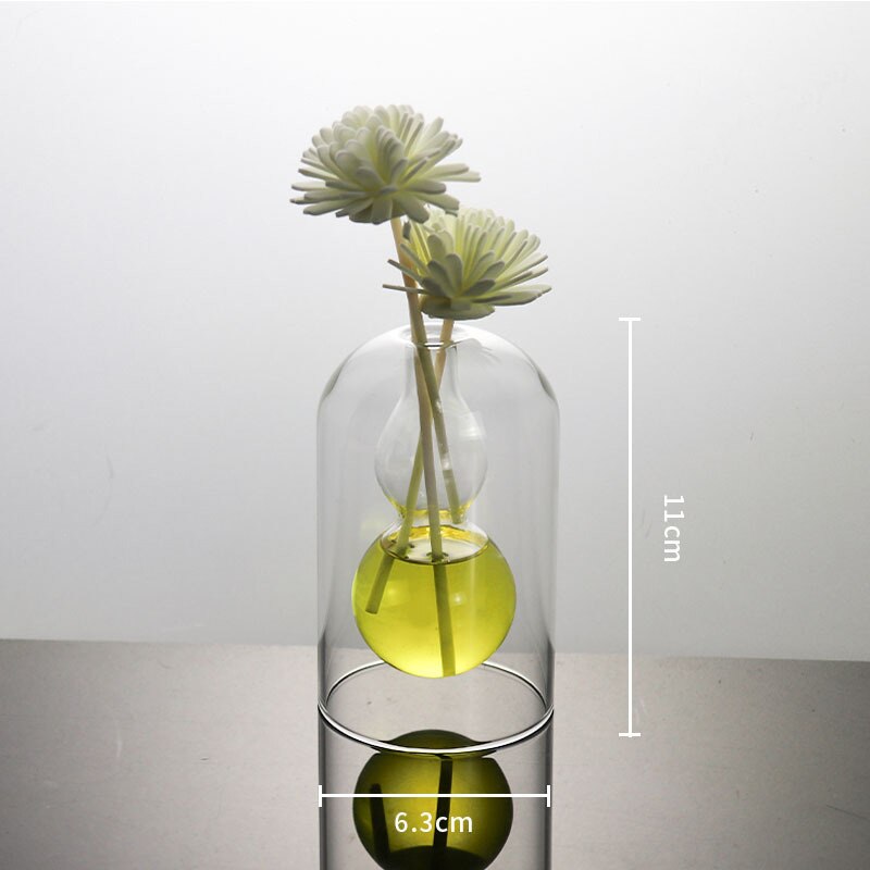 Modern Colorful Abstract Handcrafted Double-Layer Glass Vase for Hydroponic Plants and Flowers