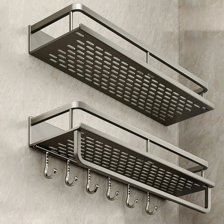 Modern Space Aluminum Bathroom Shelf 50cm Shower Racking For Cosmetics Bathroom Accessories Shelving 40cm 30cm No Drilling Required