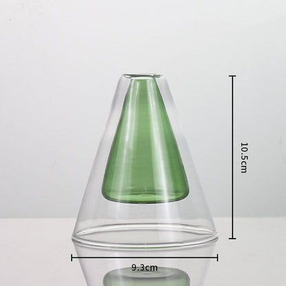 Modern Colorful Abstract Handcrafted Double-Layer Glass Vase for Hydroponic Plants and Flowers
