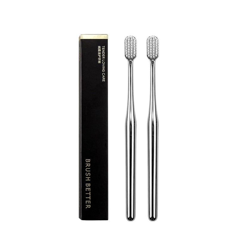 Luxury Toothbrush Gold & Silver Soft Bristle Dental Toothbrush Elegant Gentle Stylish Washroom Accessories For Luxury Bathroom
