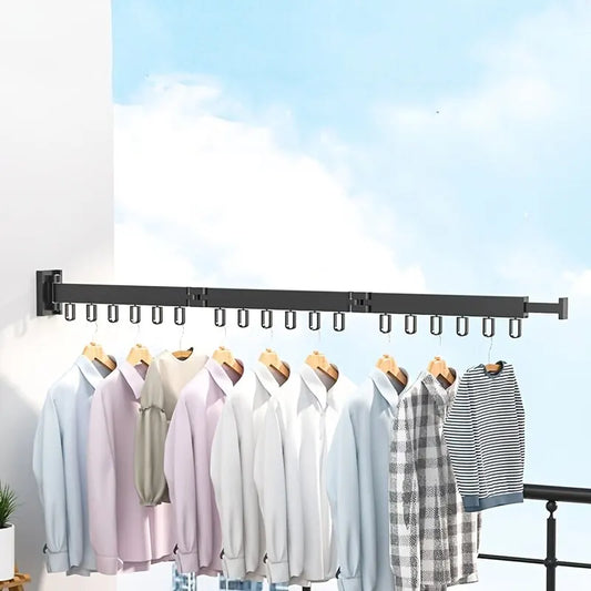 Modern Space Aluminum Folding Expandable Clothes Hanger Drying Rack Wall Mounted Washroom Racking