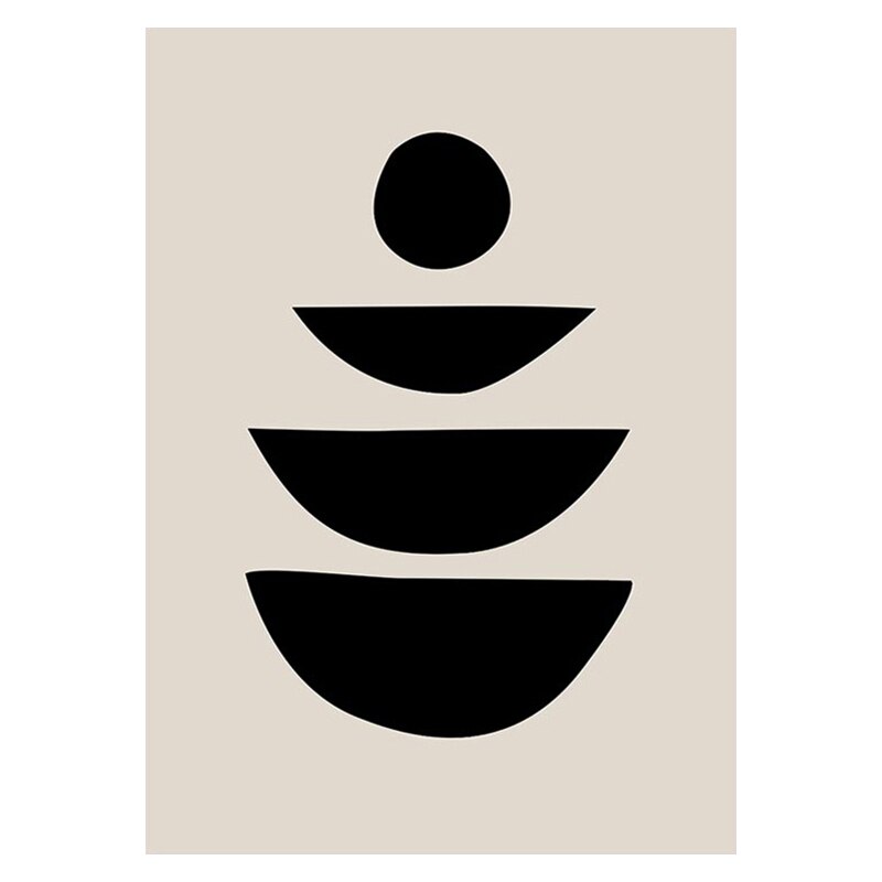 Modern Minimalist Black Beige White Wall Art Fine Art Canvas Prints Abstract Pictures For Living Room Dining Room Bedroom Wall Decor