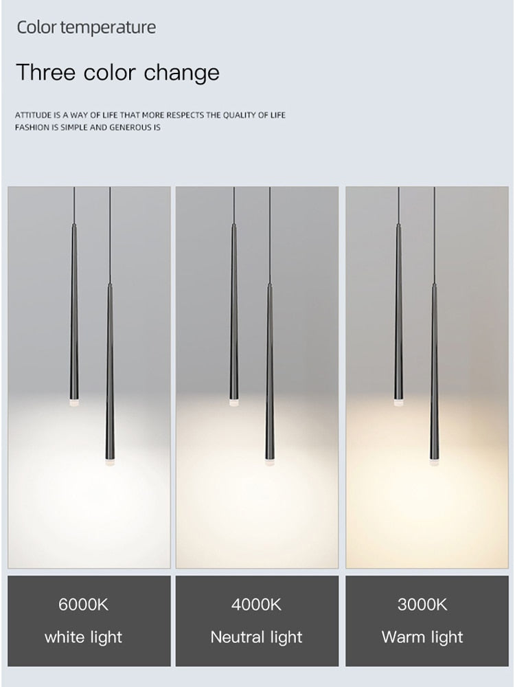 Modern Minimalist Hanging Tube LED Pendant Lights For Bedside Table Bedroom Sofa Side Lighting For Living Room Contemporary Interior Styling