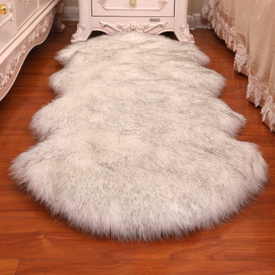 Soft Faux Sheepskin Furry Rug For Bedroom Deep Pile Shaggy Carpet Mat For Living Room Bedroom Cosy Sofa Rug Ideal For Wooden Floors