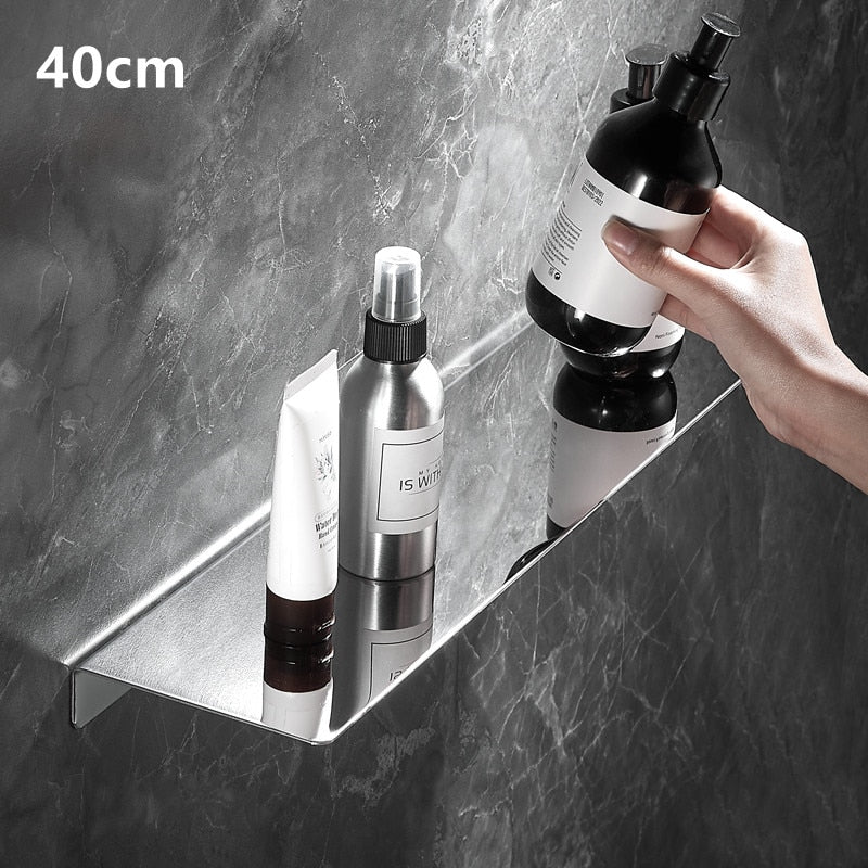 Modern Minimalist Grade 304 Stainless Steel Shelf For Bathroom Kitchen Or Workshop Chromed / Brushed Finish 20/30/40/50CM