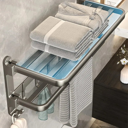 Bi-Fold 24 Inch Towel Rack: Versatile, Rust-Proof, Wall-Mounted Bathroom Storage Solution
