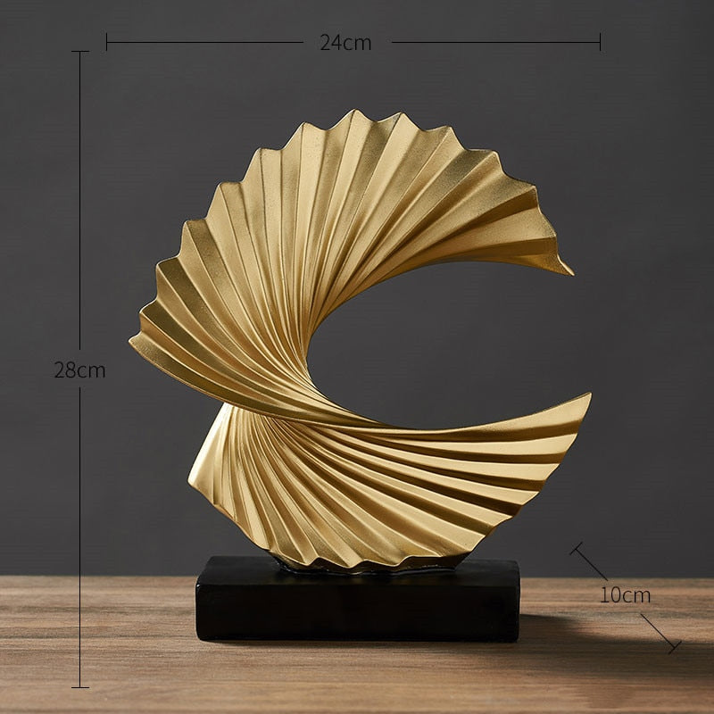 Abstract Flowing Golden Geometric Sculpture Modern Art Piece For Mantelpiece Living Room Coffee Table Trendy Art For Desktop