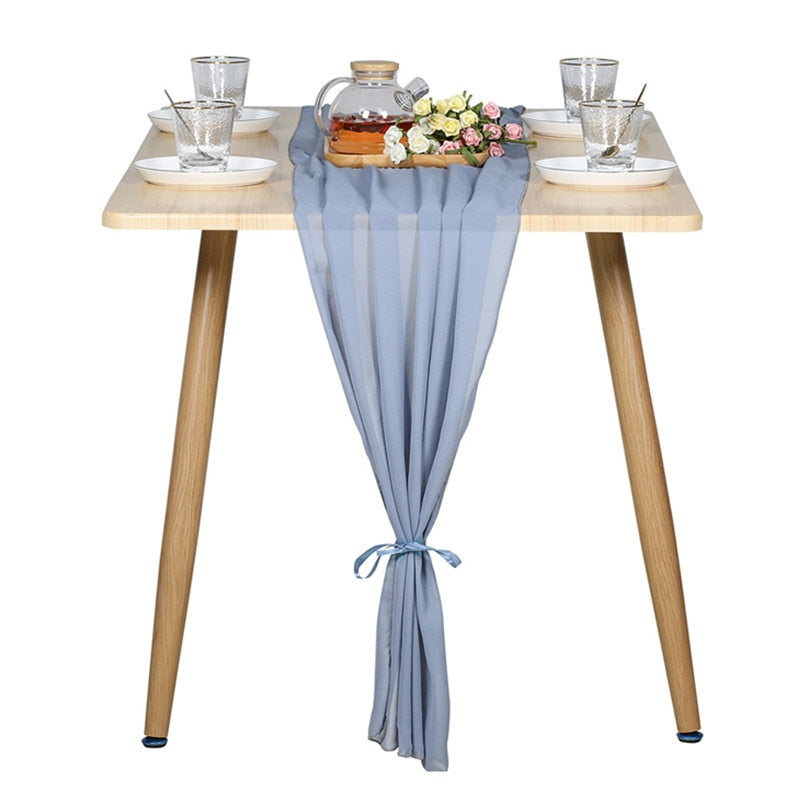 Elegant Chiffon Table Runner 30x300cm Table Drape Romantic Boho Table Runner Decoration for Wedding Birthday Party Bridal Valentine's Day Table Decoration