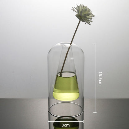 Modern Colorful Abstract Handcrafted Double-Layer Glass Vase for Hydroponic Plants and Flowers