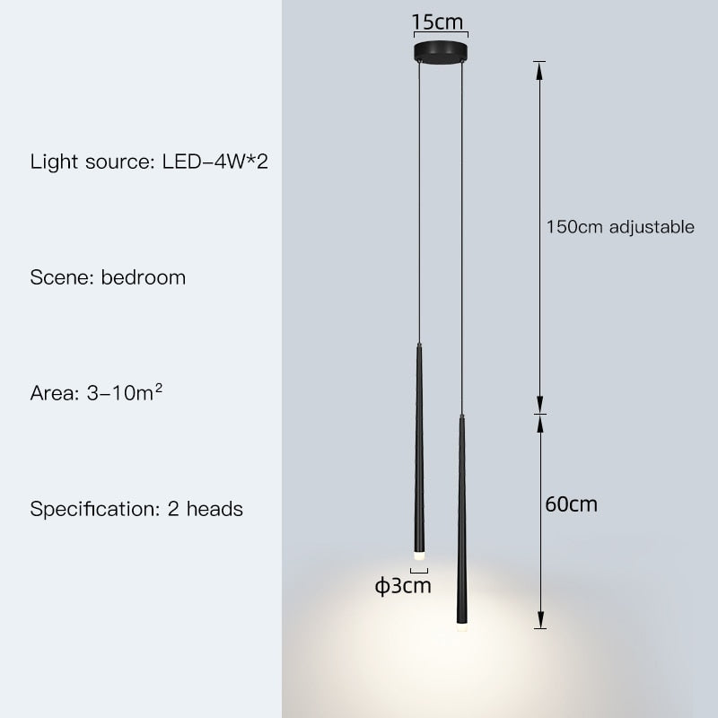 Modern Minimalist Hanging Tube LED Pendant Lights For Bedside Table Bedroom Sofa Side Lighting For Living Room Contemporary Interior Styling