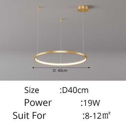 Contemporary Ring of Light LED Chandelier Suspended Circles Pendant Lights For Living Room Dining Room Reception Foyer Lighting