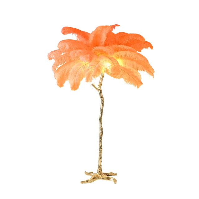 Nordic Light Luxury Ostrich Feather LED Floor Lamp Standing Modern Interior Lighting For Living Room Foyer