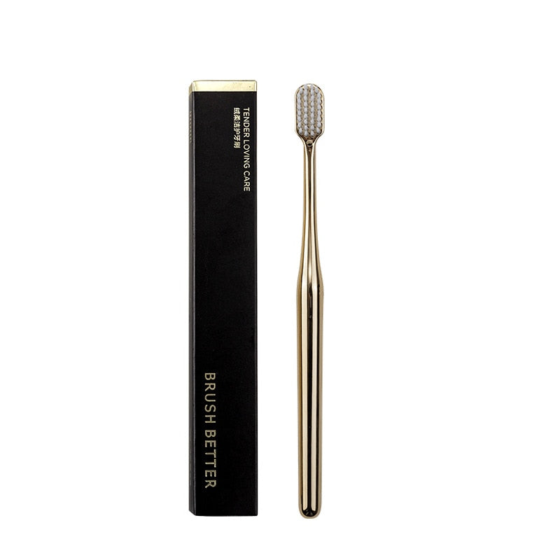 Luxury Toothbrush Gold & Silver Soft Bristle Dental Toothbrush Elegant Gentle Stylish Washroom Accessories For Luxury Bathroom